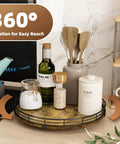 Round 12 Inch Wooden Turntable Organizer For Kitchen Cabinets And Countertops 360 Degree Smooth Rotation For Condiments