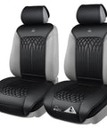 All Season Waterproof Nappa Leather Car Seat Protector and Seat Saver with Breathable Front Cushions, 2 Pack All Black, installed view