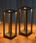 Cordless Waterproof Table Lamps Set of 2 Black Outdoor Go-To Rechargeable Desk Lamps With 4000mAh Battery 2700K Warm LED 3 Level Dimmable