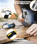 Person using Heavy Duty 700 Piece Nails Set With 8oz Hammer For Hanging Wall Art And Picture Frames on wooden surface