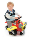 Totally Awesome Mickey Mouse Ride On Airplane Featuring Dazzling Light Patterns Realistic Motor Sounds Gear Shifting Swaying Pilot Character Slick Electric Battery Powered Toy with child steering.