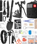 Ultimate Emergency Survival Kit And First Aid Kit With 142 Pieces Gear And Supplies, MOLLE Pouch, camping essentials, black
