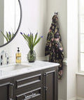 Bathroom with Glacio Clear Chrome Single Robe Hook Towel Holder About 3 Inch Long Mixed Material Luxury Bath Hardware Modern Designer Look