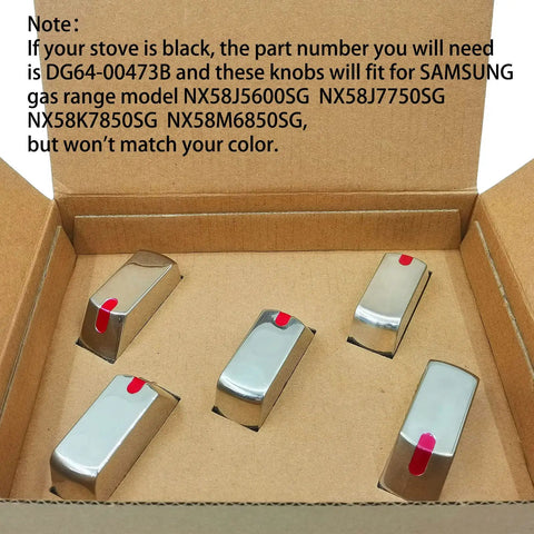 Burner Dial Knob Replacement For Samsung Range Oven Gas Stove NX58F5700WS NX58H5600SS NX58H5650WS NX58J7750SS, 5 pack in box