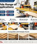 Heavy Duty Portable Edge Banding Machine With Automatic Tape Cutting For Straight And Curved Woodworking Projects showcasing feeding and edge banding process.