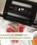 Vacuum Sealer Bag Variety Pack With Pre Cut Bags And Uncut Rolls Bag And Roll Combo Clear sealing steak in Nesco sealer