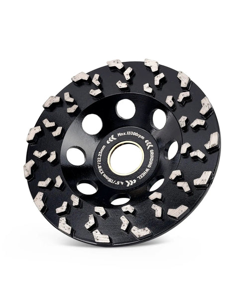 4.5 Inch Diamond Cup Wheel For Aggressive Concrete Grinding And Coating Removal 30 To 40 Grit With Seven Eighths Inch Arbor Heavy Duty