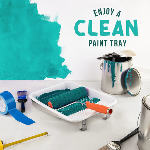 Heavy Duty 9 Inch Metal Paint Tray With Reusable Pan And 10 Pack 9 Inch White Plastic Liners Paint Roller Tray Set for DIY projects