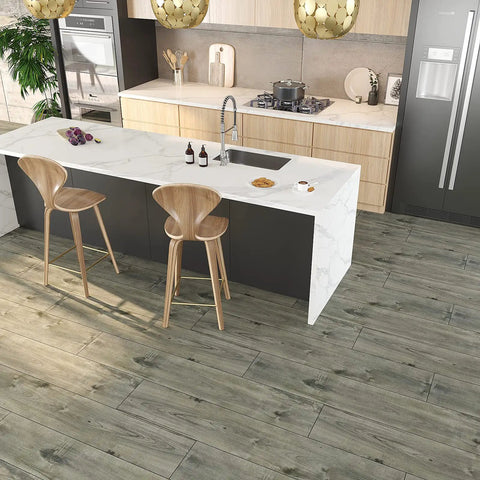 Modern kitchen with Peel And Stick Waterproof Floor Tiles In Blue Reclaimed Wood Look Vinyl Plank Flooring 6 By 36 Inch Planks DIY Friendly 36 Pack Easy Self Adhesive Vinyl Floor Tiles For Bathroom Kitchen Bedroom RV