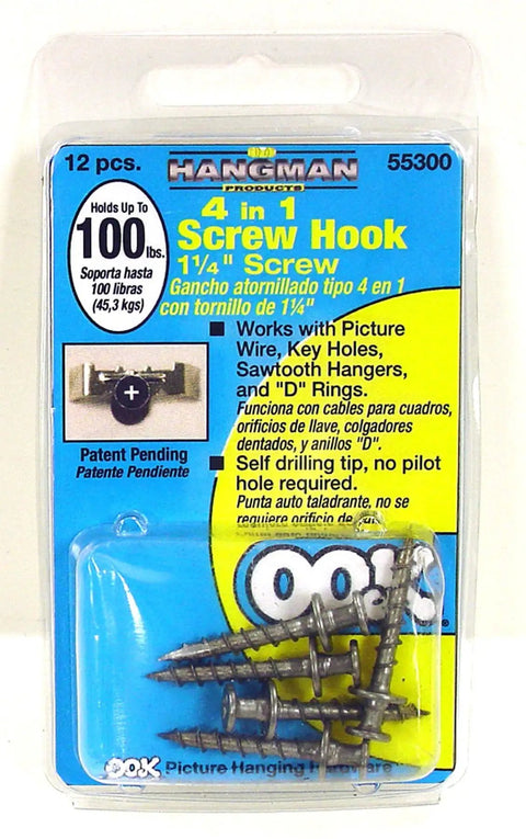 Packaging of Heavy Duty Picture Hanger Set 4 In 1 Bear Claw Screw Hooks Double Headed 100 Lb Capacity For Picture Frames And Canvas Art 12