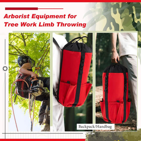 Arborist Rope Storage Bag 30 Liter Bucket Backpack With Waterproof Shell for tree climbing gear and equipment storage.
