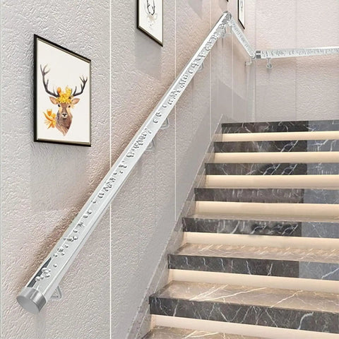 Rock Solid Clear Acrylic Stair Handrails With Heavy Duty Stainless Steel Brackets Non Slip Safety Railing For Indoor Hallways Lofts And Porches Built Tough Complete Kit 2 Inch Grip on staircase.