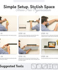 Man demonstrating steps to install Durable Floating Wall Shelf With Hidden Brackets for easy setup and stylish organization.