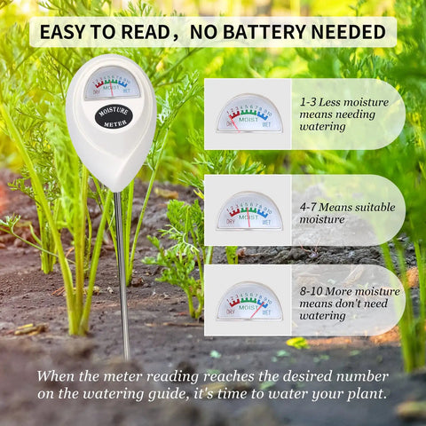 Moisture Meter For Soil And Plants With Stainless Steel Probe, Easy To Read Dial, Ideal For Indoor And Outdoor Use in garden