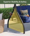Outdoor Porch Swing With Stand And Canopy For Three Seats Adults Convertible 2 In 1 Swing Bed With Cup Holder