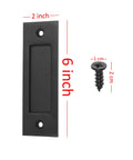 Sliding Barn Door Finger Pull Black, 6 Inch Solid Steel Flat Bottom Handle With Self Tapping Screws, Easy to Install