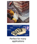 Diagram of Copper Roofing Flashing Roll 26 Gauge General Use Sheet Metal For DIYers Or Pros showing application around brick chimney.