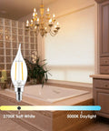 Dimmable Candelabra LED Light Bulbs 40W Equivalent E12 CA10 Flame Tip 2700K Warm White 300LM for chandeliers in bathroom