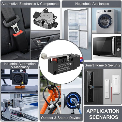Heavy Duty IP67 Waterproof Micro Switch UL Recognized Component 10 Amp High Current Limit Switch in various applications like HVAC and appliances.