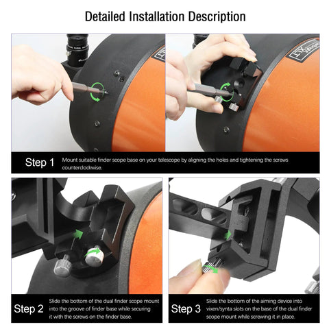 Step-by-step guide to installing Dual Finder Scope Mount Bracket For Telescopes With Two Finder Bases Aluminum Finderscope Mounting System