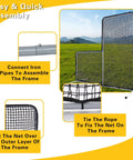 Heavy Duty L Screen Pitching Net For Baseball And Softball Batting Cage 7x7 with snap lock assembly instructions image