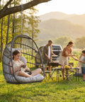 Hanging Egg Chair Indoor Outdoor Without Stand With Cushion Gray For Patio Backyard Balcony Porch Bedroom Tree Or Ceiling Mount Holds Up To 350 Lbs Foldable And Portable