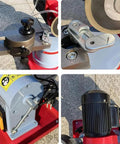 Close-up of Heavy Duty Circular Saw Blade Sharpener And Scraper Grinder with 370 Watt motor and grinding adjustments.