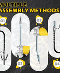 Different assembly views of the Heavy Duty Beefy 14Oz 15 Piece Pro Grade Grease Gun Kit With 7000 PSI Leak-Proof Spray Gun.