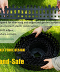 Hands holding Flexible Garden Edging Border Kit 33 Ft Black Lawn Edging With 60 Stakes, 4.7 In Tall, Bendable Plastic Border