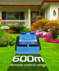 9 HP Gas RC Robotic Lawn Mower With Snow Plow For Remote Control Lawn Care, 600m Range, 21.6 Inch Cutting Width, Blue in garden