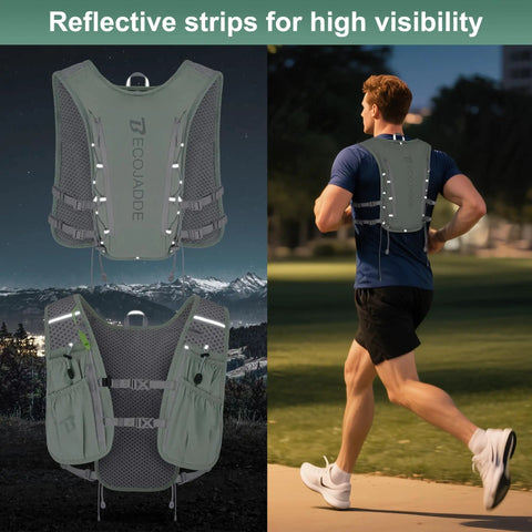 Lit 5L Running Vest Hydration Backpack With Two 500ml Soft Bottles For Men And Women Lightweight Gear nighttime running
