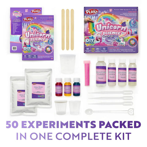 Unicorn Slime And Crystals Science Kit For Kids Ages 8 To 12, Over 100 Cool Experiments, kit contents and packaging view