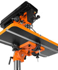 Orange Drill Press Table With Adjustable Fence And Stop Block For Expanded Work Surface, 24 By 12 Inch Platform Fits All Drill Press Series
