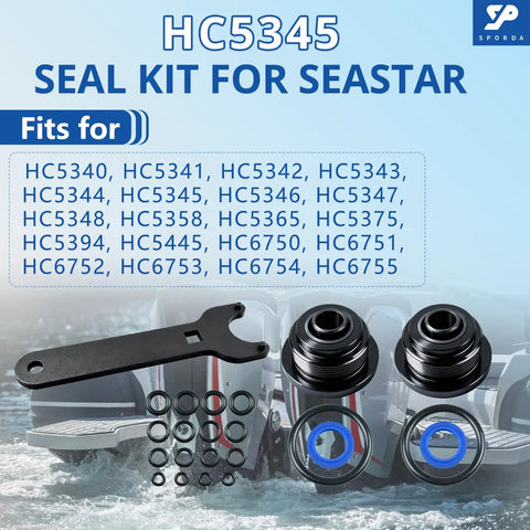Hydraulic Steering Seal Kit For SeaStar HC Series With HS5157 Pin Wrench Fits HC5340 To HC6755 SeaStar Hydraulic Cylinder Repair Kit No Fuss Install Premium Seals For Smooth Steering