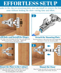 Guide for installing 10 Pack Half Inch Overlay Soft Close Cabinet Hinges With 105 Degree 3D Adjustable Clip On Concealed Cupboard Hinges