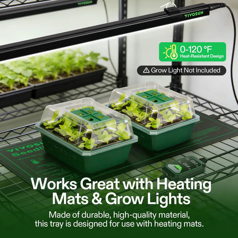 72 Cell Seed Starter Kit With 10 By 20 Inch Heat Mat And Humidity Dome Self Adjusting Dual Digital Temperature Controller Pro Grade 6 Pack Reusable Propagation Trays For Indoor Seed Germination Cloning And Plant Propagation