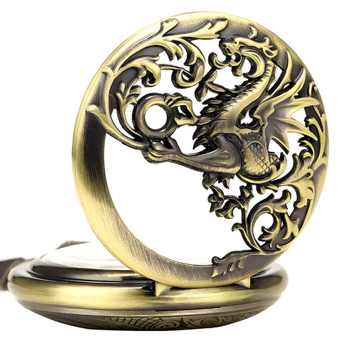 Mens Mechanical Pocket Watch With Chain Featuring Dope Lucky Dragon Steampunk Skeleton Hunter Double Open In Box Gift Ready For Holiday Or Special Occasion