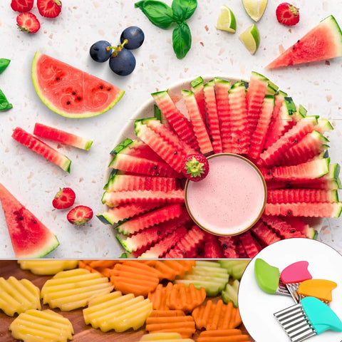KLEENE 2-piece stainless steel crinkle cutter set with wavy blades for potatoes, vegetables and fruits