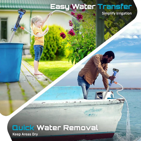 Fabater Cordless Stick Water Transfer Pump 36LPM Portable Sump With Detachable Battery Slot For Bl1815 Bl1825 & 194309-1. Submersible Ipx8 Waterproof Design Best For Dry Running Tasks And Remote Area Use. Versatile, Reliable And Super Handy For Any Job
