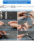 All In One One Sixteenth Inch Vinyl Coated Stainless Wire Rope Kit, 50ft 7x7, guide for installing wire rope clamps