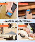Wood Moisture Meter For Firewood With Digital Pin Type Tester No Brainer Tool For Lumber And Building Materials Detect Water Dampness Visual High Medium Low Alerts For Easy Drying And Prevent Cracks used for various applications including floor test, house inspection, building construction, and wood DIY projects.