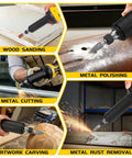 Heavy Duty Brushless Die Grinder Cordless Power Tool With One Quarter Inch Chuck For Pro Shops Gonna Smash Every Cut Polish And Grind Job Like A Total Boss in action on wood and metal.
