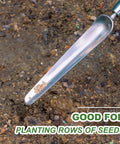 Grab And Go Narrow Garden Trowel For Transplanting And Weeding Stainless Steel Widger with seeds on soil
