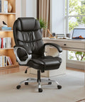 High Back PU Leather Desk Chair With Adjustable Height, Boss Level Modern Executive Swivel Task Chair in home office setting