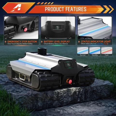 Heavy Duty Electric Trailer Mover With Wireless Remote Control 5500 Lbs Max Towing Capacity showing emergency stop button and battery display.