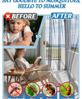 Comparison of child with insect bites and woman sitting behind Two Pack Nearly Invisible Mosquito Net For Patio 13 By 10 Feet Mesh Screen For Outdoor Garden Porch Or Balcony Keeps You Safe From Bugs And Birds While Protecting Plants Easy To Install Black. Shows protection from mosquitoes, flies, bees, and june bugs.