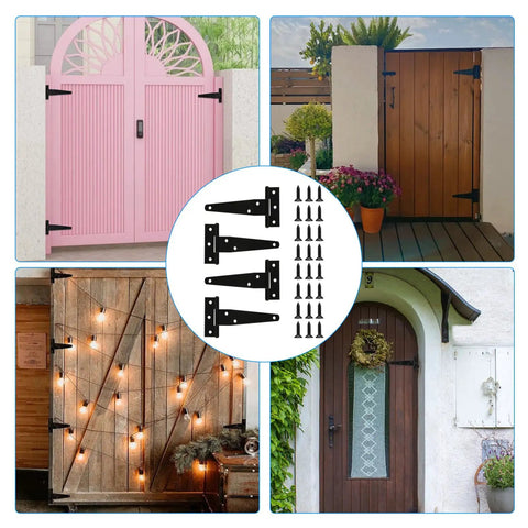4 Inch T Strap Hinges Heavy Duty Outdoor Black Gate Hinges For Shed Doors Barn Doors Wooden Fences Fence Hardware 4 Pack