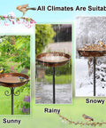 38-Inch Freestanding Outdoor Bird Bath With Detachable Feeder Bowl Sturdy Metal Stake Vintage Bronze Finish Upgraded Five-Pronged Base For Garden Patio Lawn Yard Durable Weatherproof Bird Bath Feeder in sunny, rainy, snowy climates