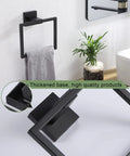 2 Pack Matte Black Stainless Steel Towel Ring And Shower Towel Hanger Set For Bathroom Wall Mount Lavatory Rustproof