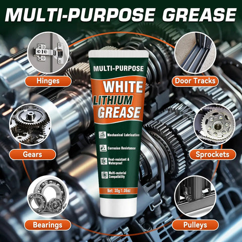Lithium Grease Tube With Brush, Multi Purpose Lithium Lubricant For Hinges, Bearings, Gears And Chains, Waterproof And Rust Proof